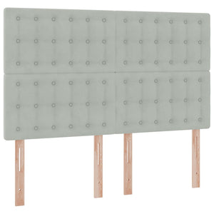 Förvaringssäng med LED med madrass Ljusgrå 140 x 190 cm Sammet