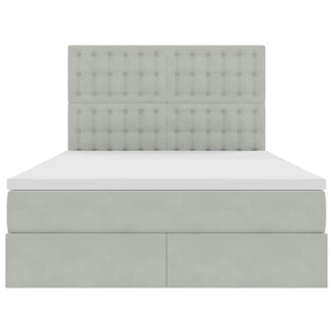 Förvaringssäng med LED med madrass Ljusgrå 140 x 200 cm Sammet