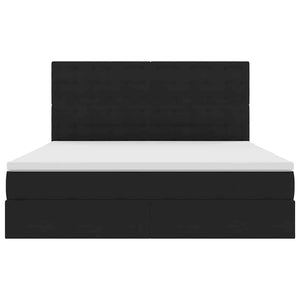 Förvaringssäng med LED med madrass Svart 180 x 200 cm Sammet