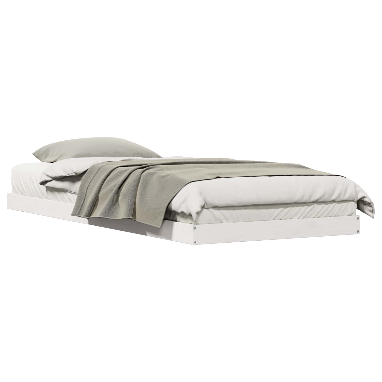 Golvsängsram Vit 80 x 210 cm Massiv furu