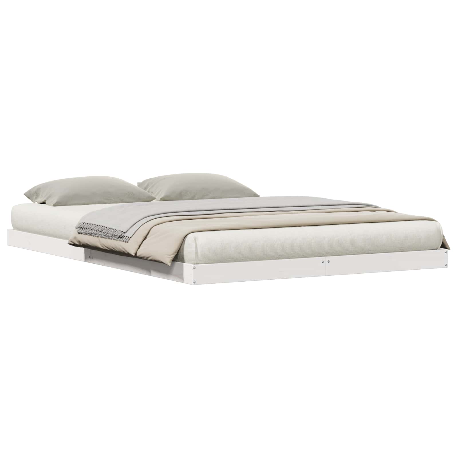 Golvsängsram Vit 160 x 220 cm Massiv furu