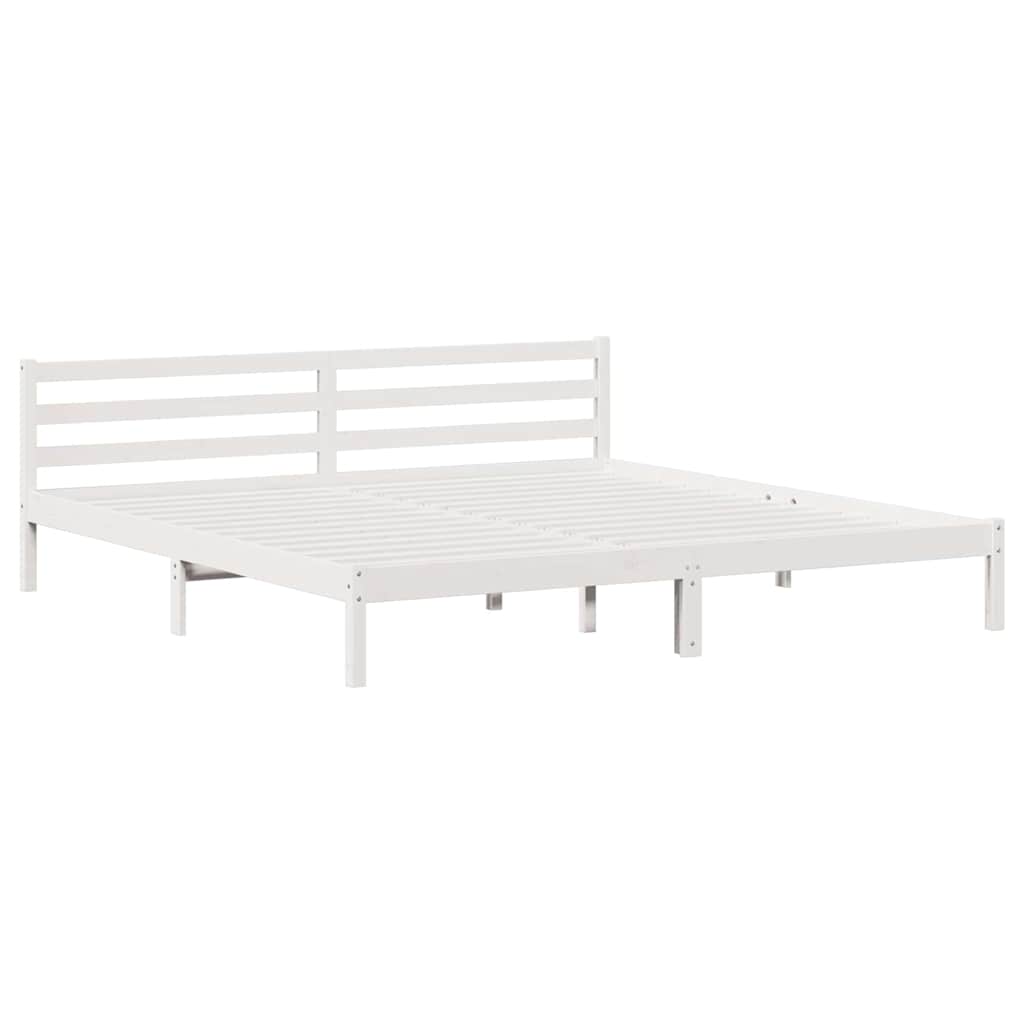 Sängram med huvudgavel Vit 215,5 x 205,5 x 69,5 cm Massiv furu