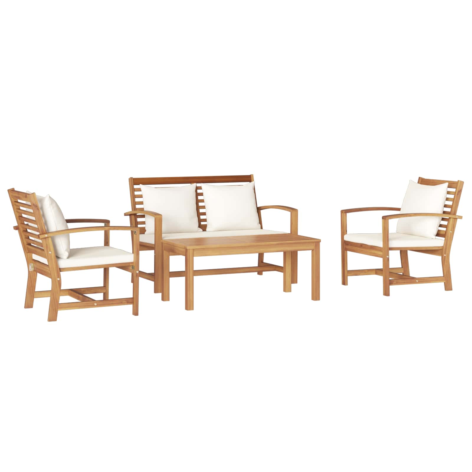 Trädgårdsoffset 4 pcs Naturfärg Massivt teakträ