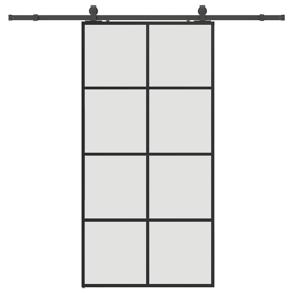 Skjutdörr med beslag svart 102,5x205 cm ESG-glas