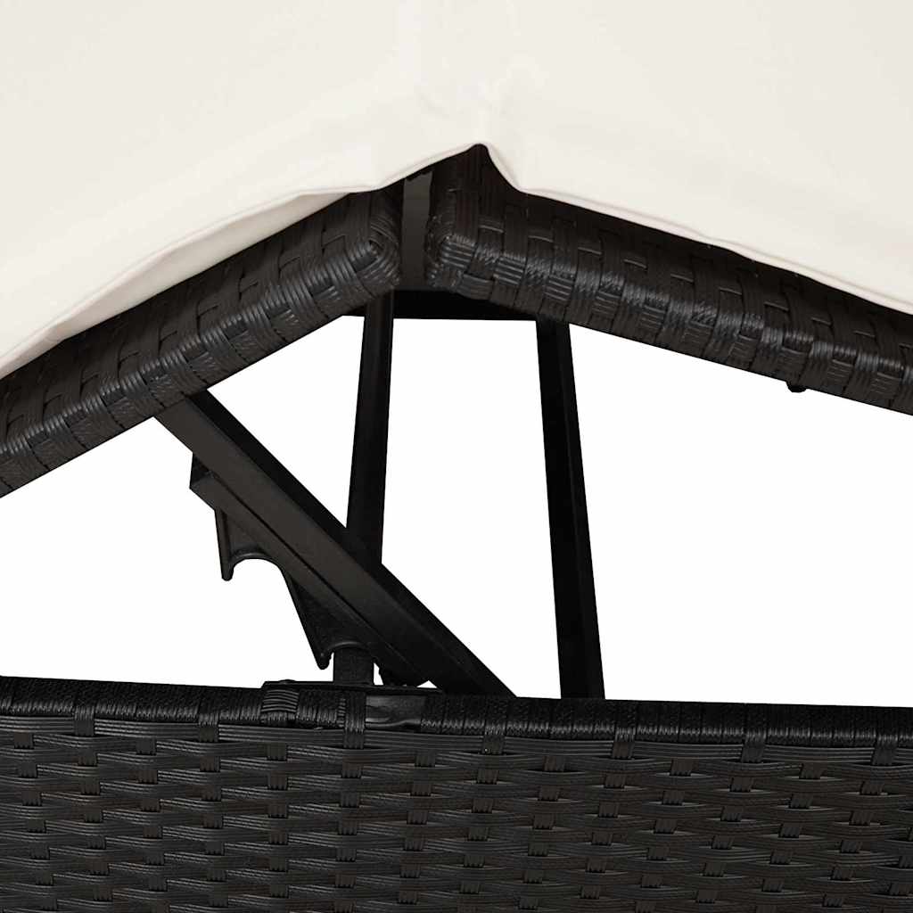 Dubbel Solstol med Tak Svart 205 x 129 x 200 cm PE rotting