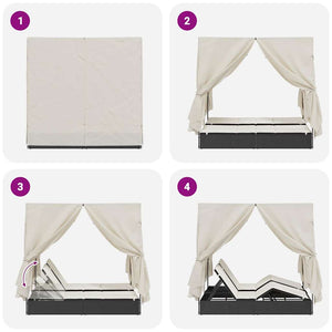 Dubbel Solstol med Tak Svart 205 x 129 x 200 cm PE rotting