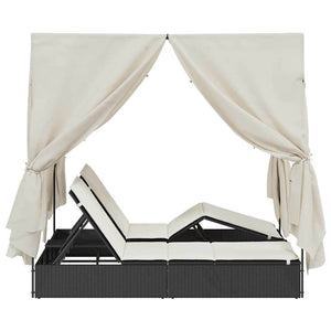 Dubbel Solstol med Tak Svart 205 x 129 x 200 cm PE rotting