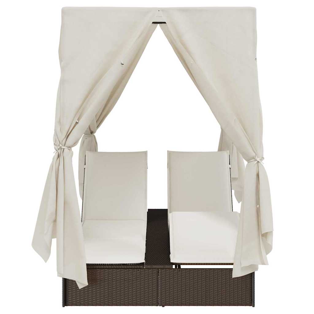 Dubbel Solstol med Tak Brun 205 x 129 x 200 cm PE rotting