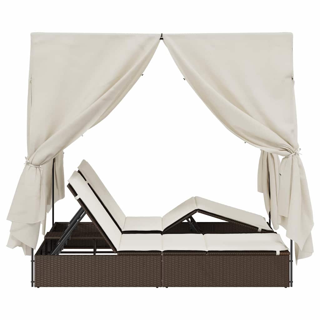 Dubbel Solstol med Tak Brun 205 x 129 x 200 cm PE rotting