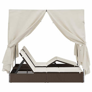 Dubbel Solstol med Tak Brun 205 x 129 x 200 cm PE rotting