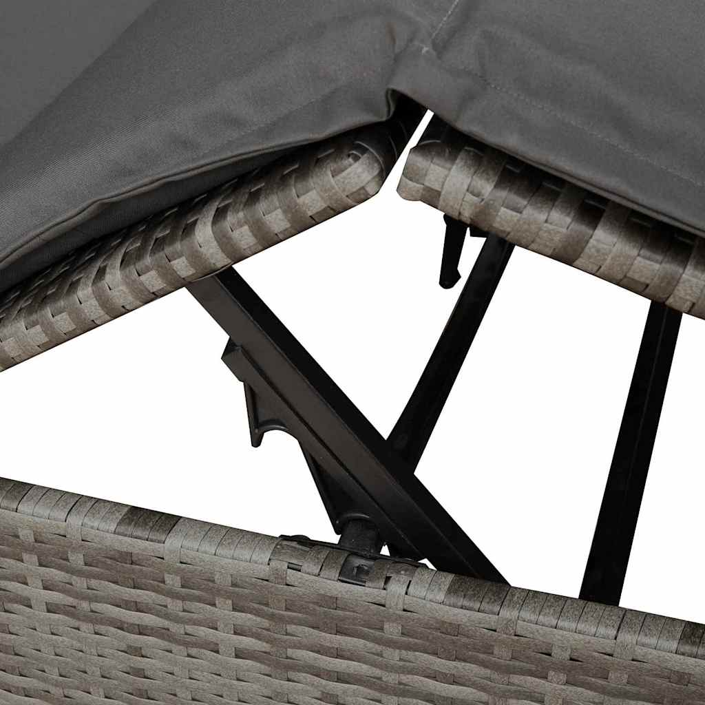 Dubbel Solstol med Tak Grå 205 x 129 x 200 cm PE rotting