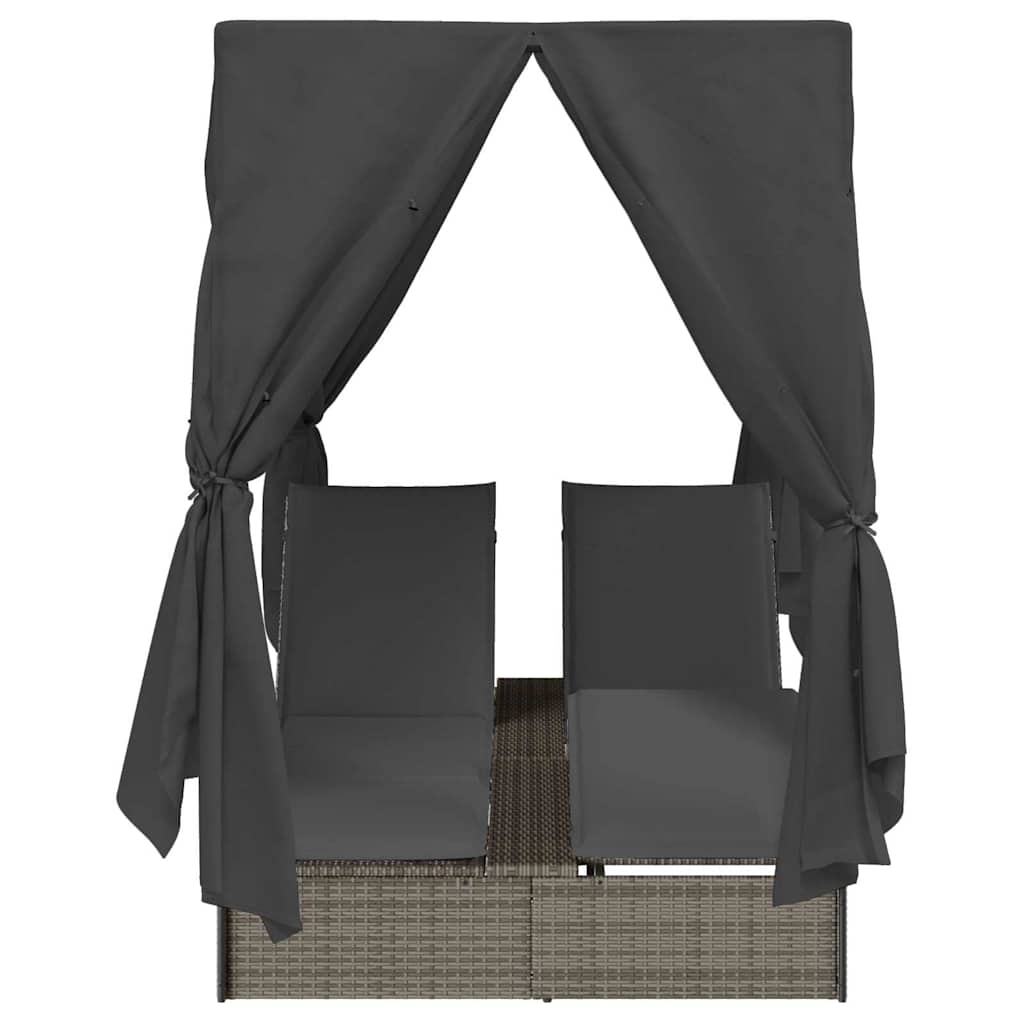 Dubbel Solstol med Tak Grå 205 x 129 x 200 cm PE rotting