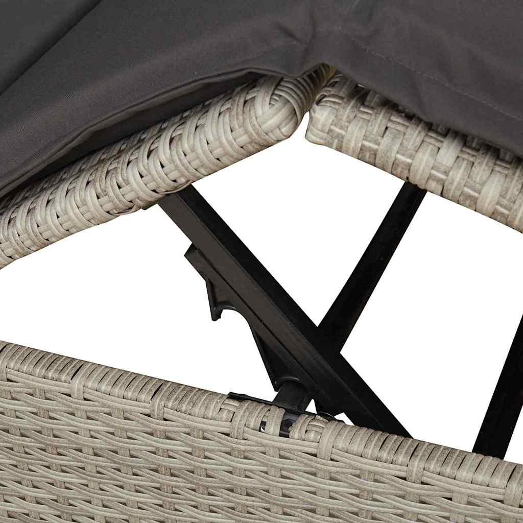 Dubbel Solstol med Tak Ljusgrå 205 x 129 x 200 cm PE rotting
