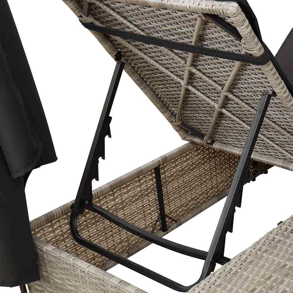 Dubbel Solstol med Tak Ljusgrå 205 x 129 x 200 cm PE rotting