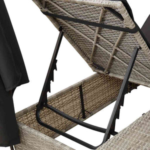 Dubbel Solstol med Tak Ljusgrå 205 x 129 x 200 cm PE rotting