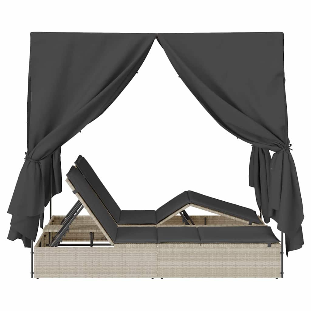 Dubbel Solstol med Tak Ljusgrå 205 x 129 x 200 cm PE rotting