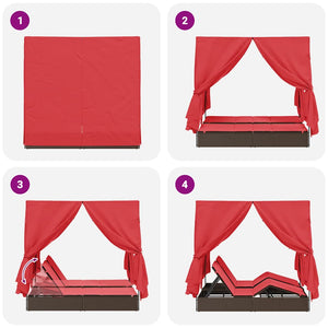 Dubbel Solstol med Tak Brun 205 x 129 x 200 cm PE rotting