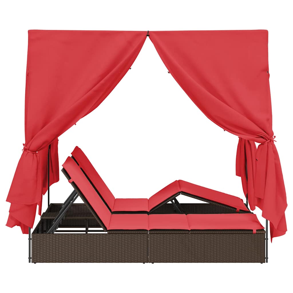 Dubbel Solstol med Tak Brun 205 x 129 x 200 cm PE rotting