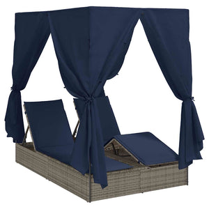 Dubbel Solstol med Tak Grå 205 x 129 x 200 cm PE rotting