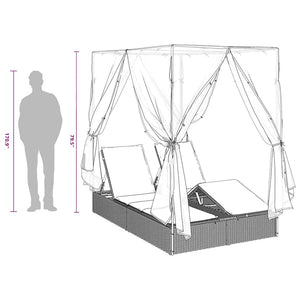 Dubbel Solstol med Tak Grå 205 x 129 x 200 cm PE rotting