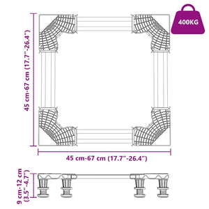 Tvättmaskinsockel Grå 67 x 67 x 12 cm Rostfritt stål