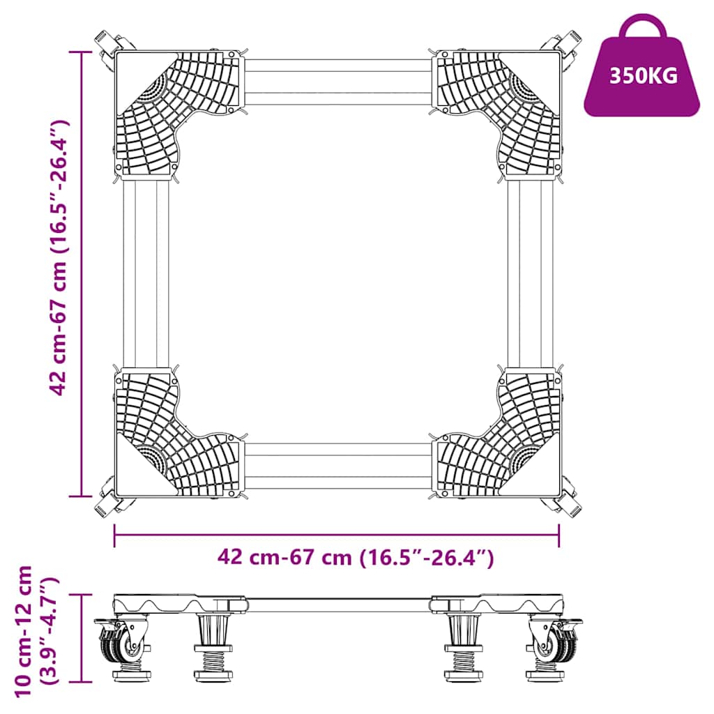 Tvättmaskinsockel Grå 67 x 67 x 12 cm Rostfritt stål