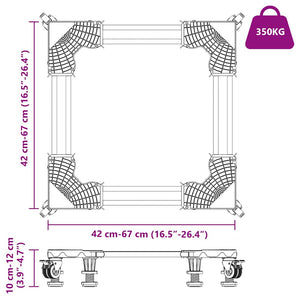 Tvättmaskinsockel Grå 67 x 67 x 12 cm Rostfritt stål