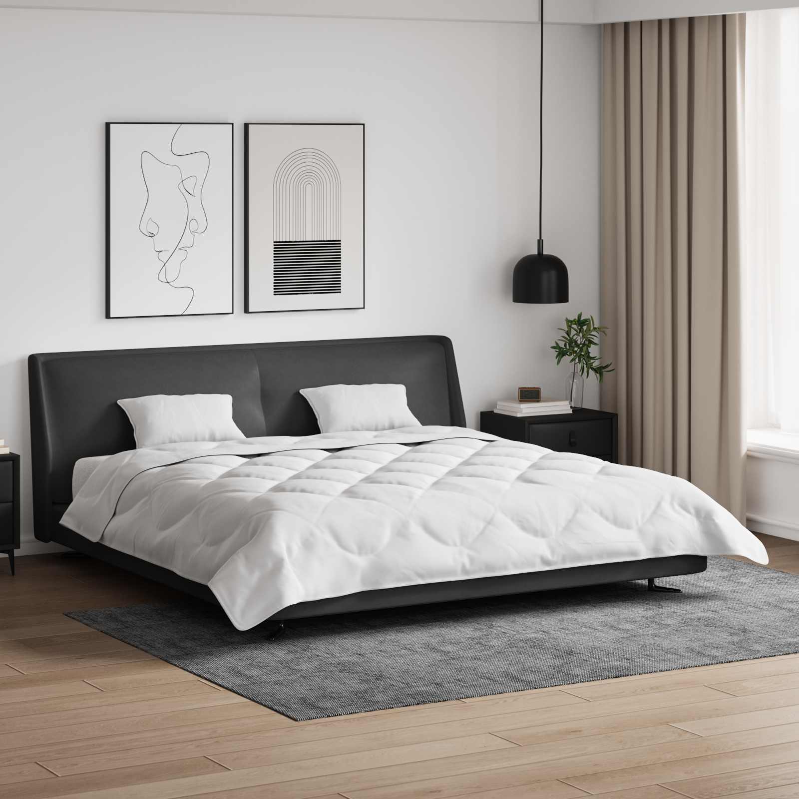 Duntäcke med kudde 3 pcs Vit Mikrofiber