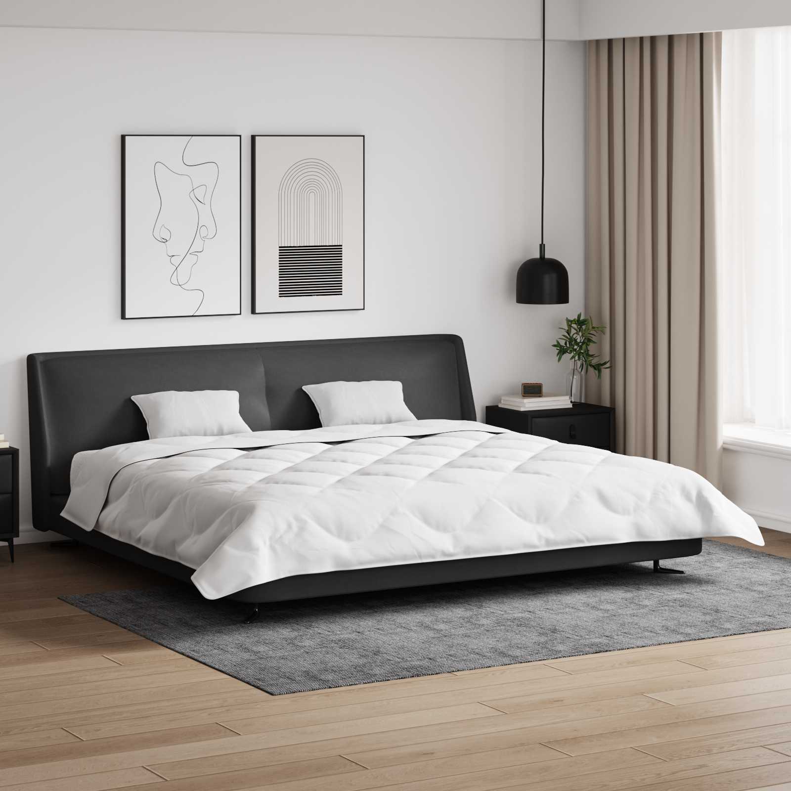 Duntäcke med Kuddar 3 pcs Vit Mikrofiber och Dunfjäder