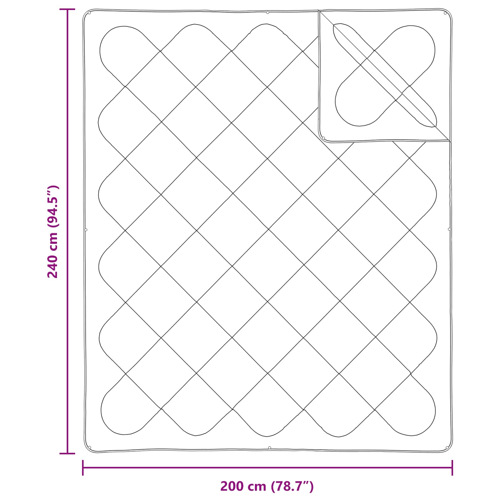 Duntäcke med kudde 3 pcs Vit Mikrofiber
