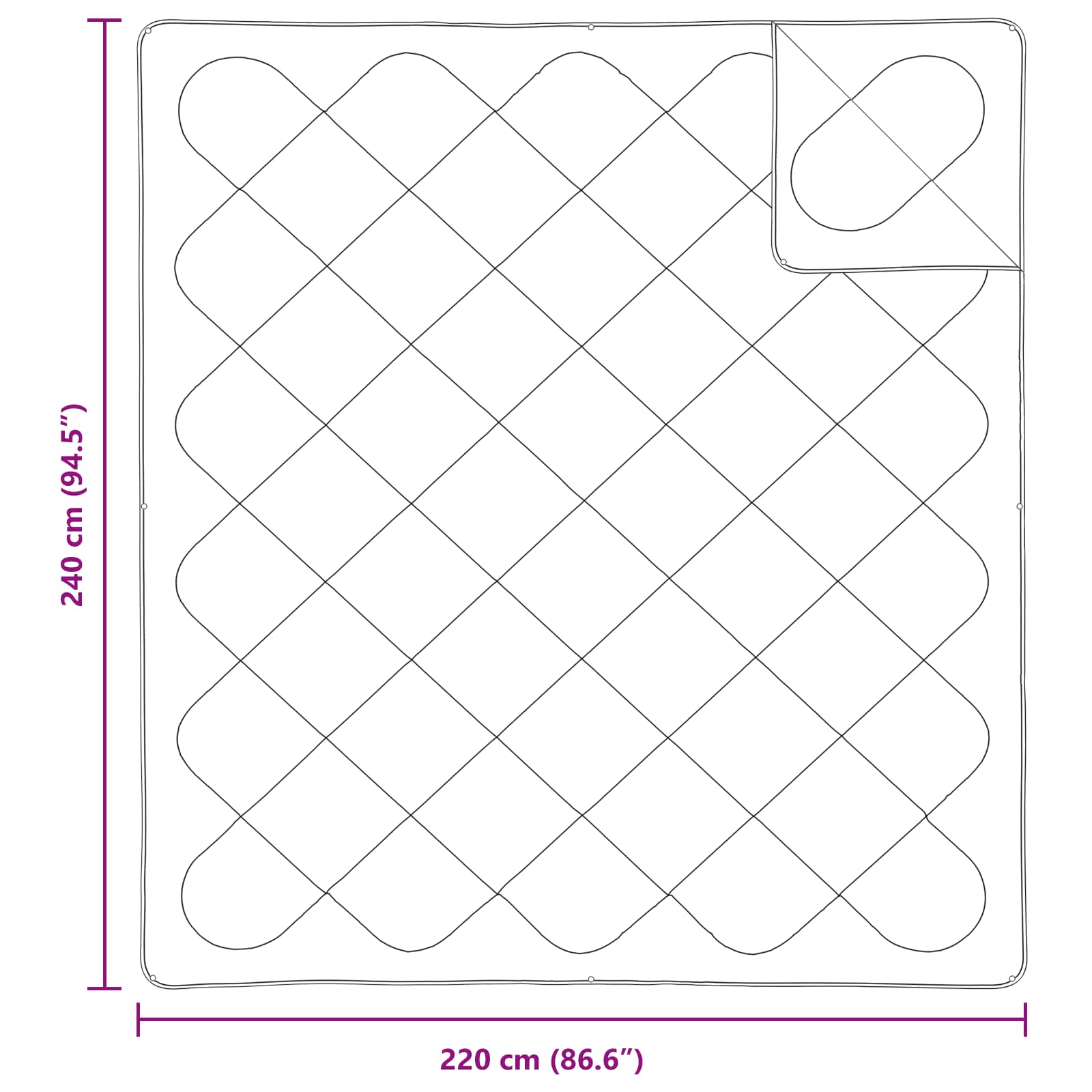 Duntäcke med kudde 3 pcs Vit Mikrofiber