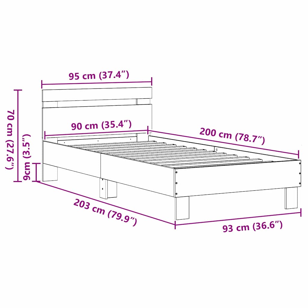 Sängram Artisan Ek 203 x 95 x 70 cm Konstruerat trä