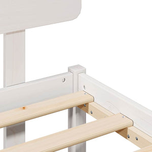 Sängram med huvudgavel Vit 120 x 190 cm Massiv furu