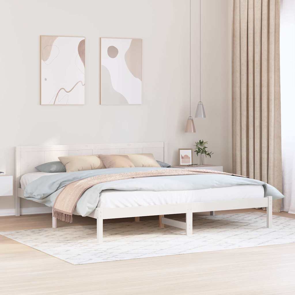 Sängram Vit 180 x 200 cm Massivt tallträ