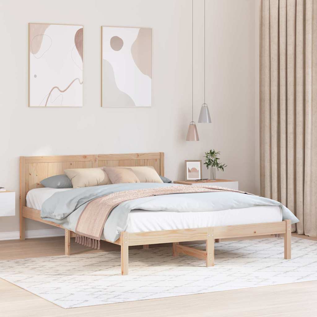 Sängram Brun 160 x 200 cm Massivt tallträ