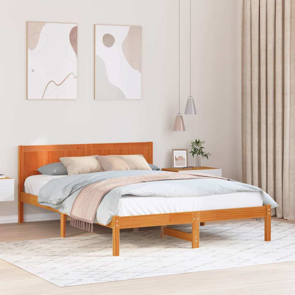 Sängram Brun 140 x 200 cm Massivt tallträ