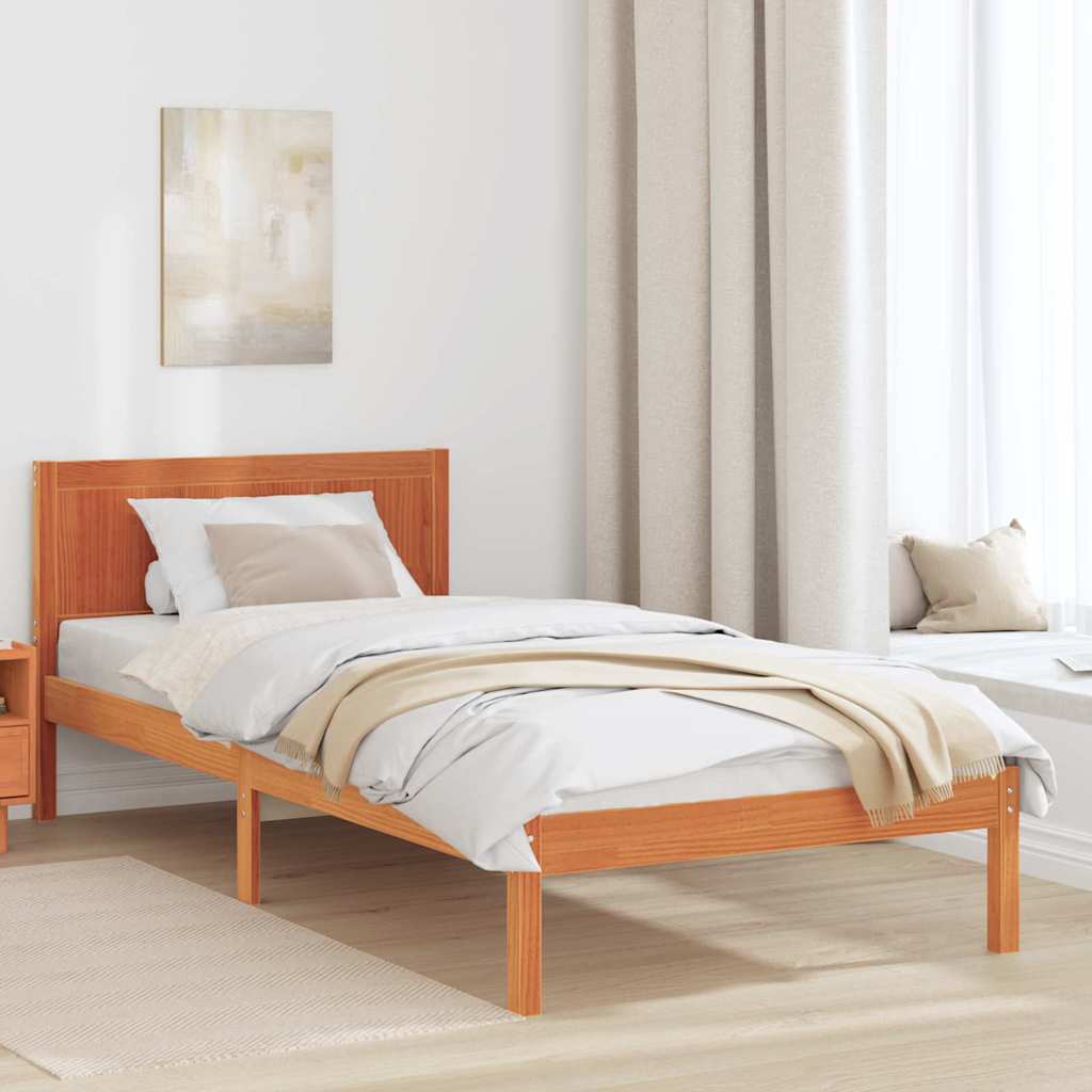 Sängram Brun 90 x 200 cm Massivt tallträ