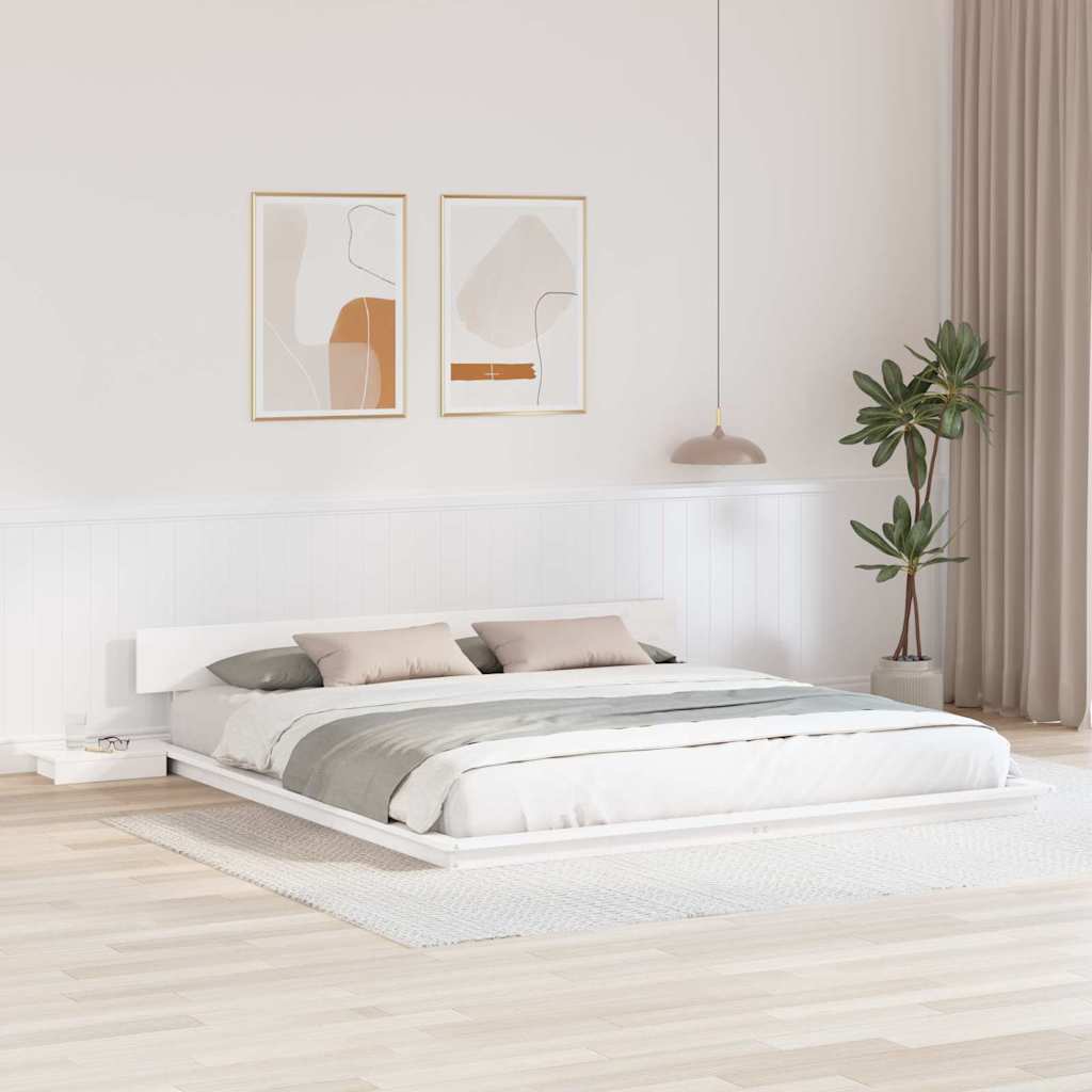 Sängram Vit 200 x 200 cm trä