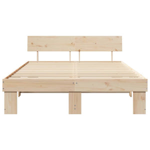 Sängram med huvudgavel Naturfärg 140 x 200 cm Massiv furu