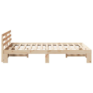Sängram med huvudgavel Naturfärg 140 x 190 cm Massiv furu