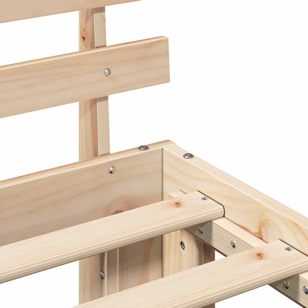 Sängram med huvudgavel Naturfärg 75 x 190 cm Massiv furu