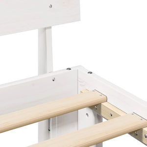 Sängram med huvudgavel Vit 120 x 190 cm Massiv furu