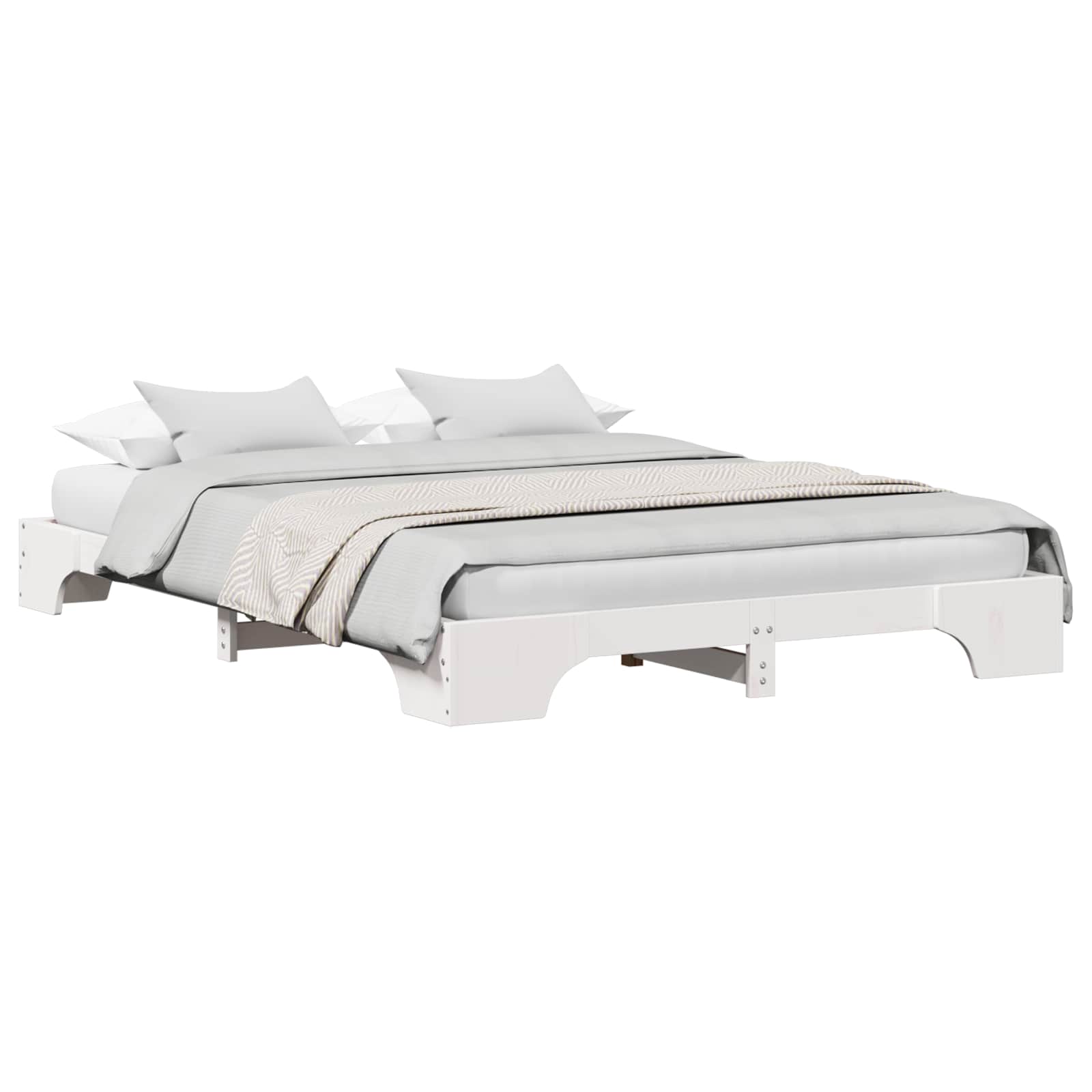 Sängram Vit 160 x 200 cm Massiv furu