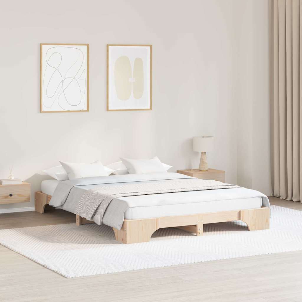 Sängram Naturfärg 150 x 200 cm Massiv furu