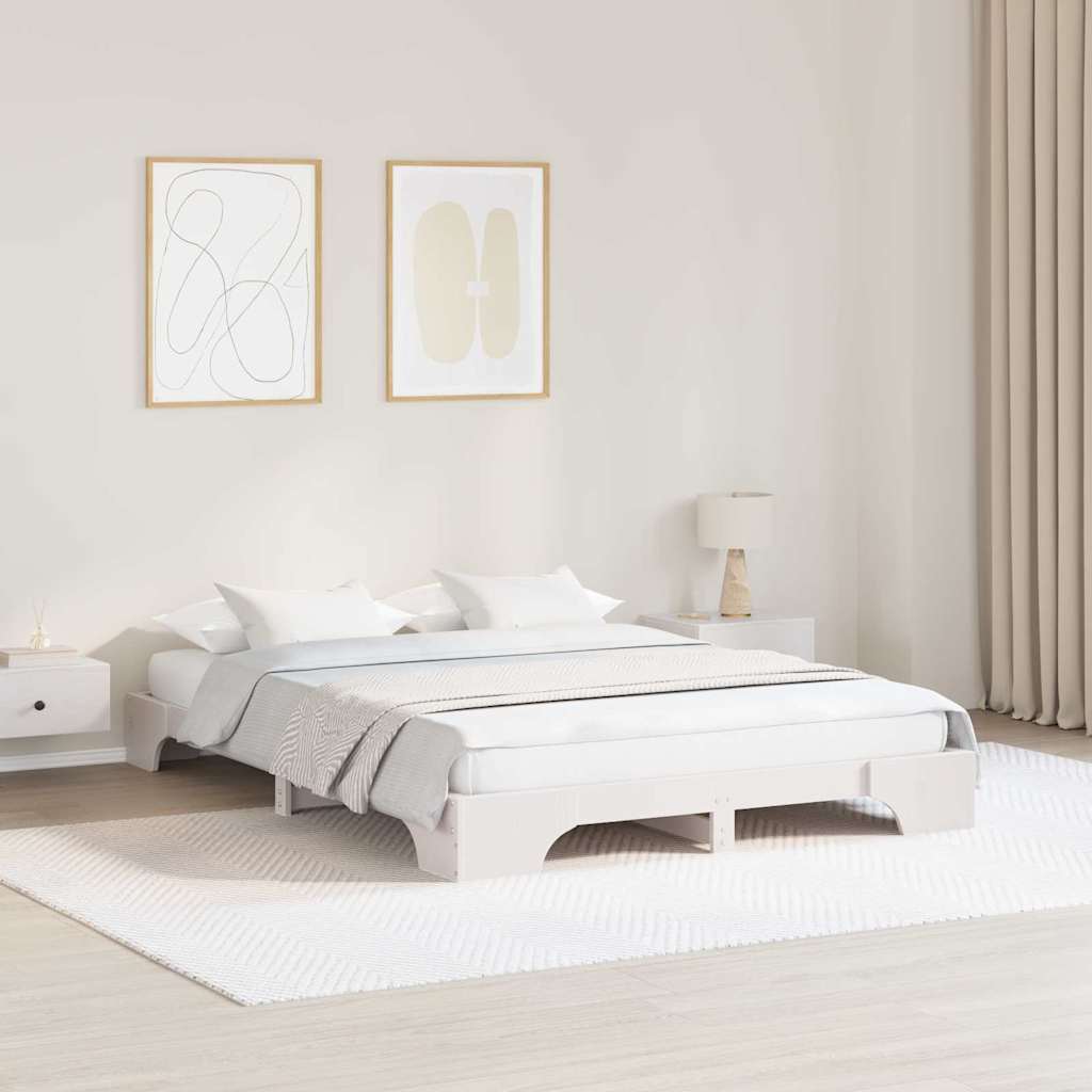 Sängram Vit 140 x 200 cm Massiv furu