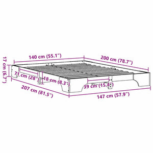 Sängram Vaxbrun 140 x 200 cm Massiv furu
