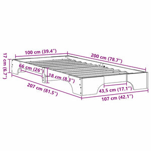 Sängram Vaxbrun 100 x 200 cm Massiv furu