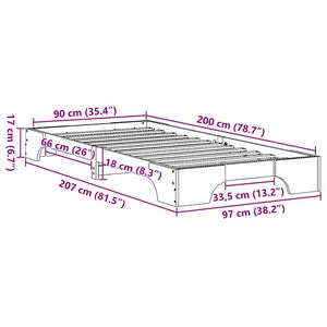 Sängram Vaxbrun 90 x 200 cm Massiv furu