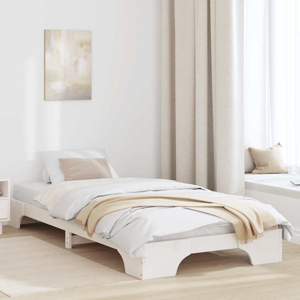 Sängram Vit 80 x 200 cm Massiv furu