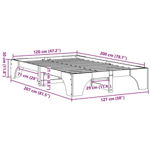 Sängram Vaxbrun 120 x 200 cm Massiv furu